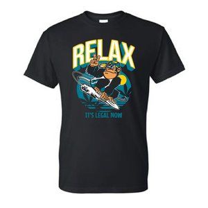 Cannabis Marijuana Joint Surfing Relax T-Shirt 420 Happy Friendly